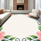 Pink Floral Vine Scroll Design Rug
