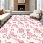 Abstract Pink Figure Repeating Pattern Design Rug