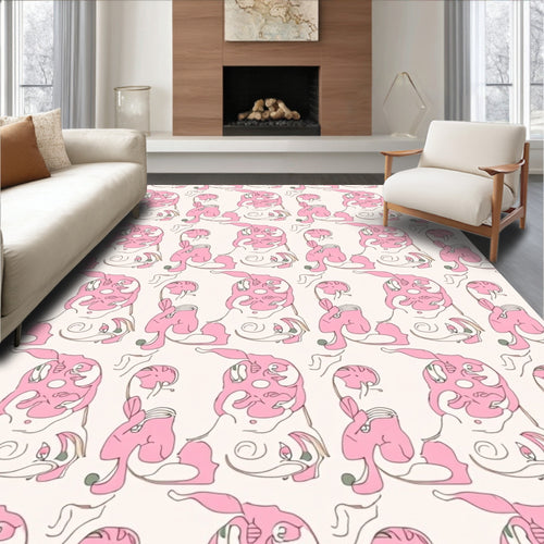 Abstract Pink Figure Repeating Pattern Design Rug