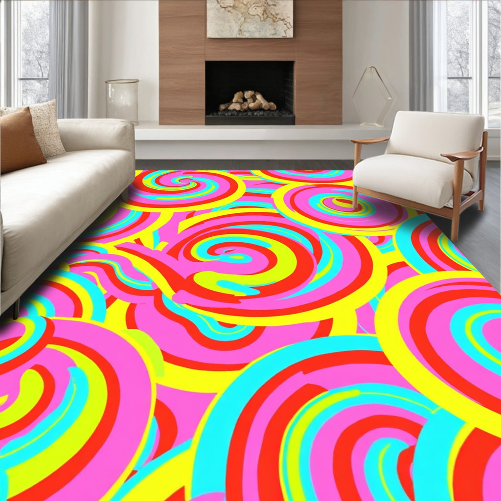 Vibrant Swirling Circles Pattern Rug