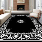 Elegant Ornate Floral Border Design Rug