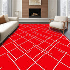 Bold Geometric Red White Design Rug