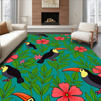 Tropical Toucan Flower Pattern Rug