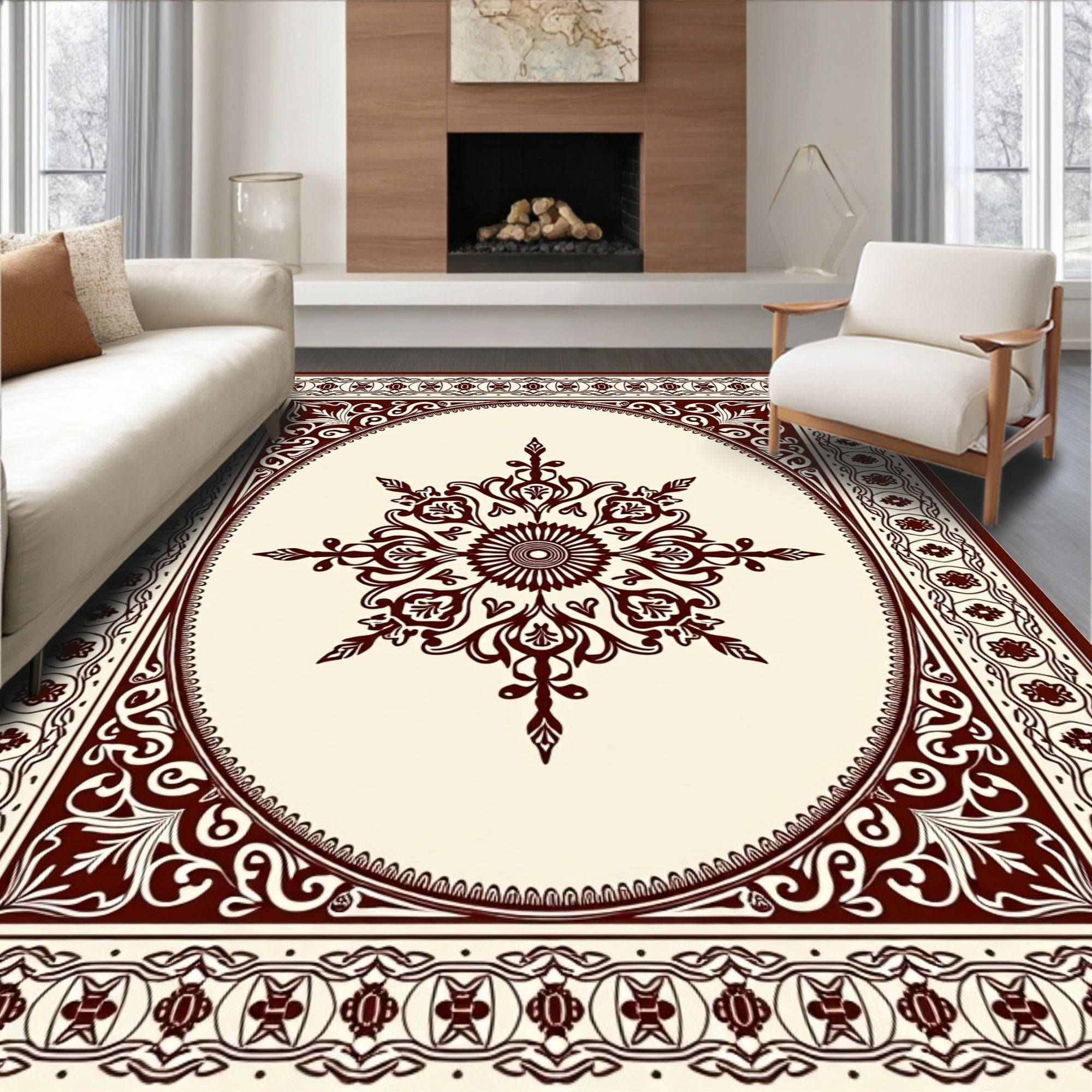 Ornate Floral Medallion Design Rug