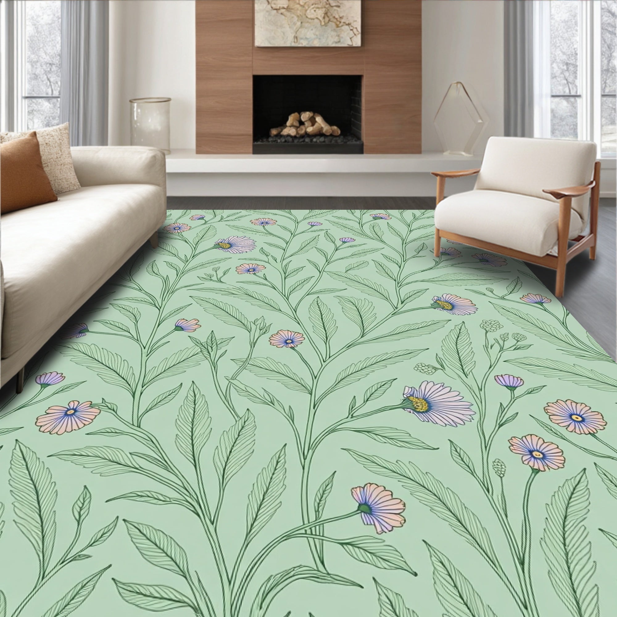 Tender Floral Vine Pattern Rug
