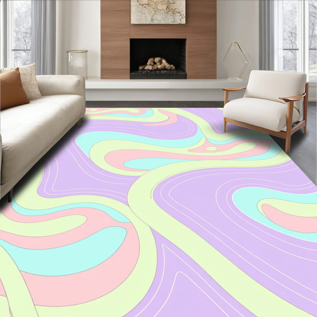 Pastel Swirl Pattern Rug
