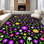 Vibrant Floral Pattern With Green Leaves Rug