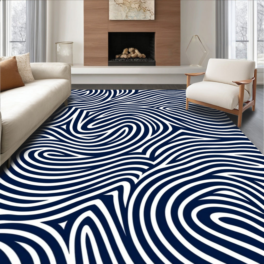 Abstract Swirling Lines Pattern Rug