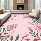 Pink Rose Floral Vine Pattern Rug