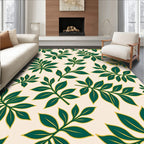 Dark Green Leaf Pattern Rug