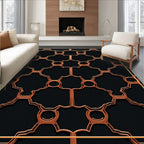 Geometric Copper Black Pattern Design Rug