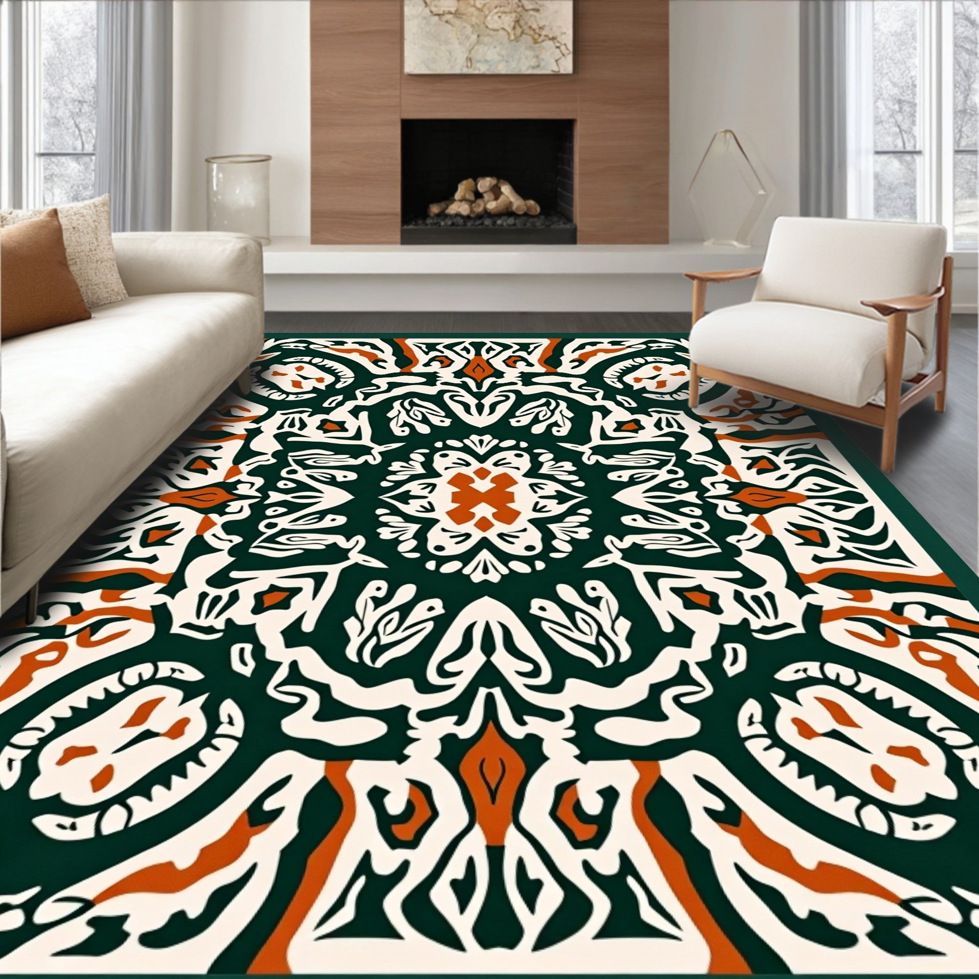 Bold Abstract Floral Medallion Rug