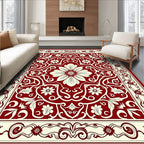Classic Red Floral Medallion Pattern Rug
