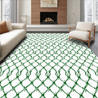 Green Interlocking Diamond Lattice Pattern Rug