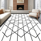 Black White Geometric Angular Pattern Rug