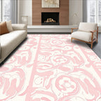 Abstract Pink Floral Swirl Pattern Rug