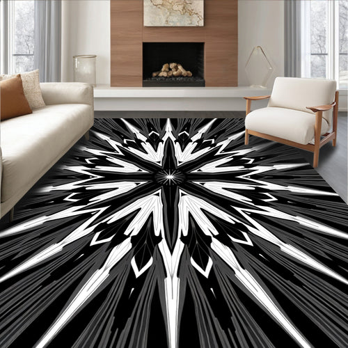 Abstract Mono Starburst Design Rug