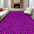 Bold Pink Abstract Maze Pattern Rug
