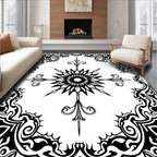 Bold Black Symmetry Starburst Pattern Rug