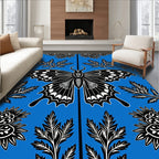 Bold Black Butterfly Branch Medallion Rug