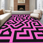 Bright Pink Maze Geometric Art Rug