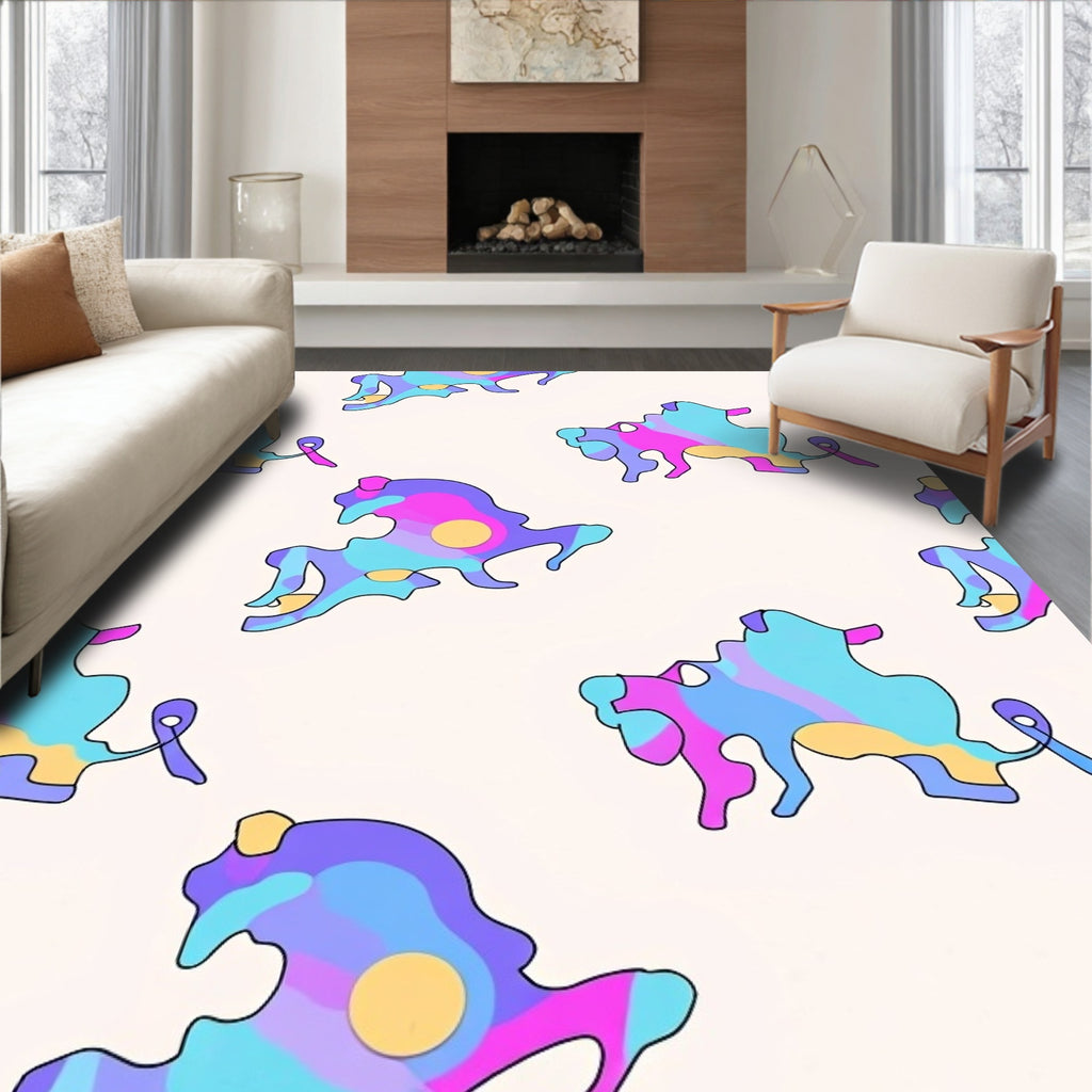 Abstract Swirls Shapes Vibrant Pattern Rug