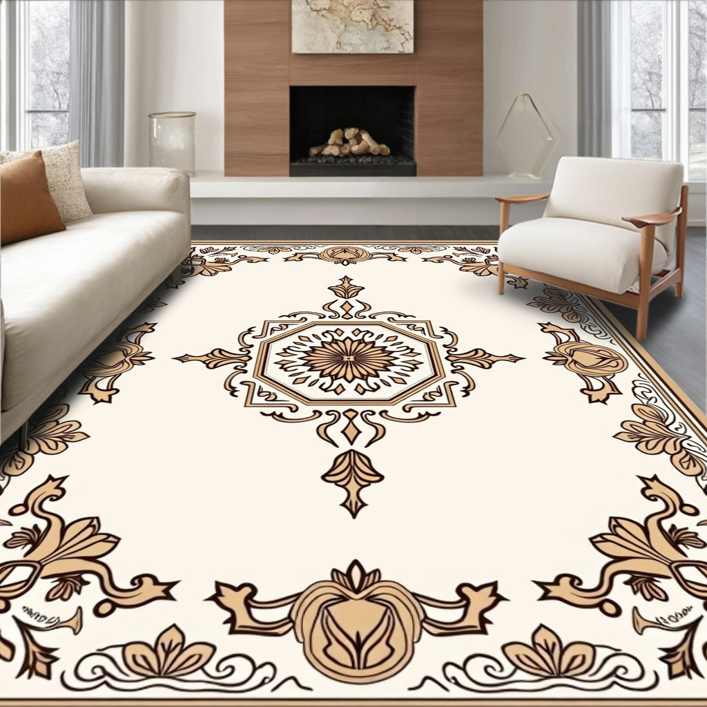 Classic Floral Octagon Frame Rug