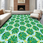 Leafy Pattern Green Yellow Accents Rug