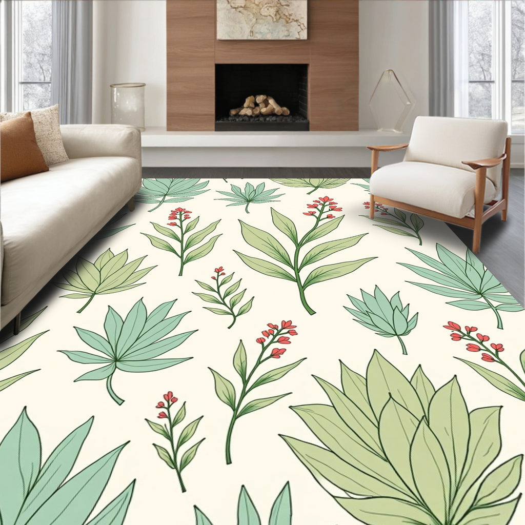 Vibrant Leaf Bloom Pattern Rug