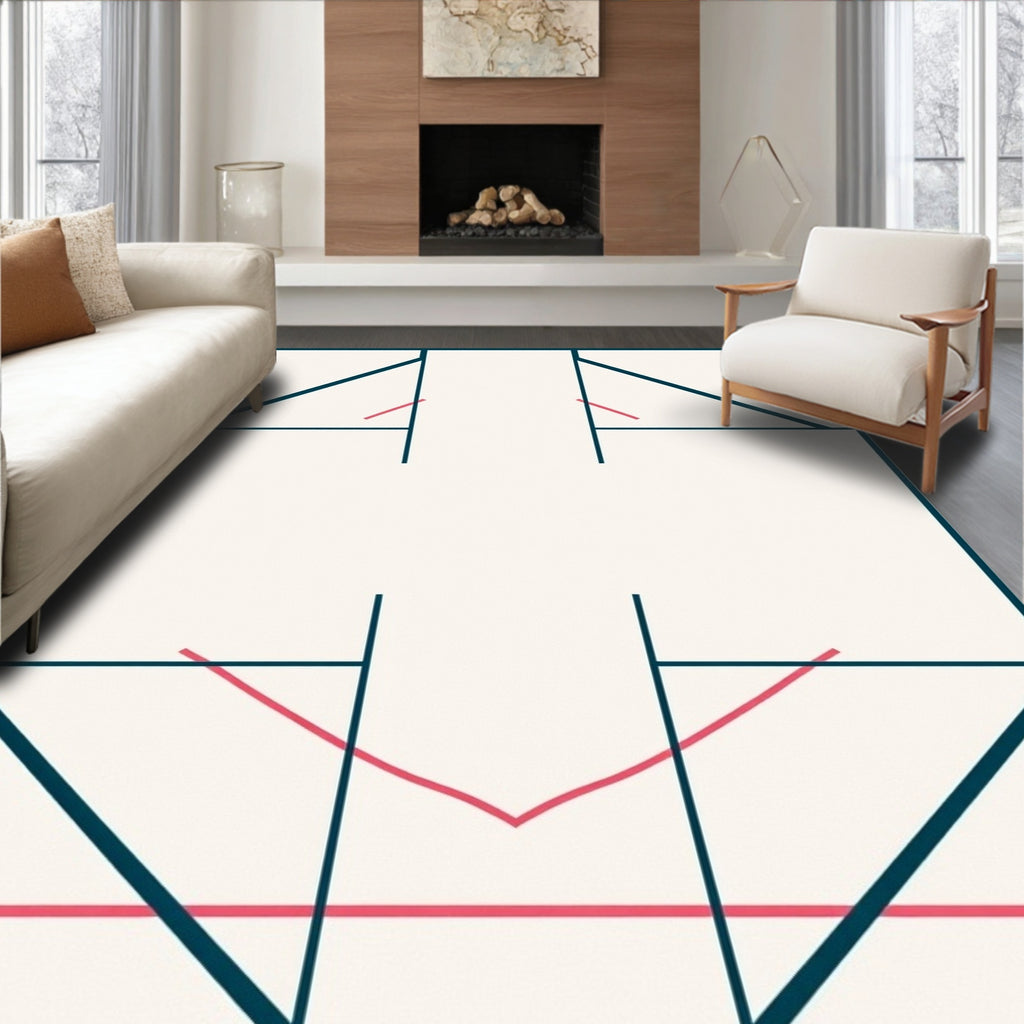 Geometric Abstract Design With Pink Accents Rug