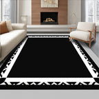 Monochrome Geometric Border Square Rug