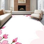 Pink Floral Design Border Rug