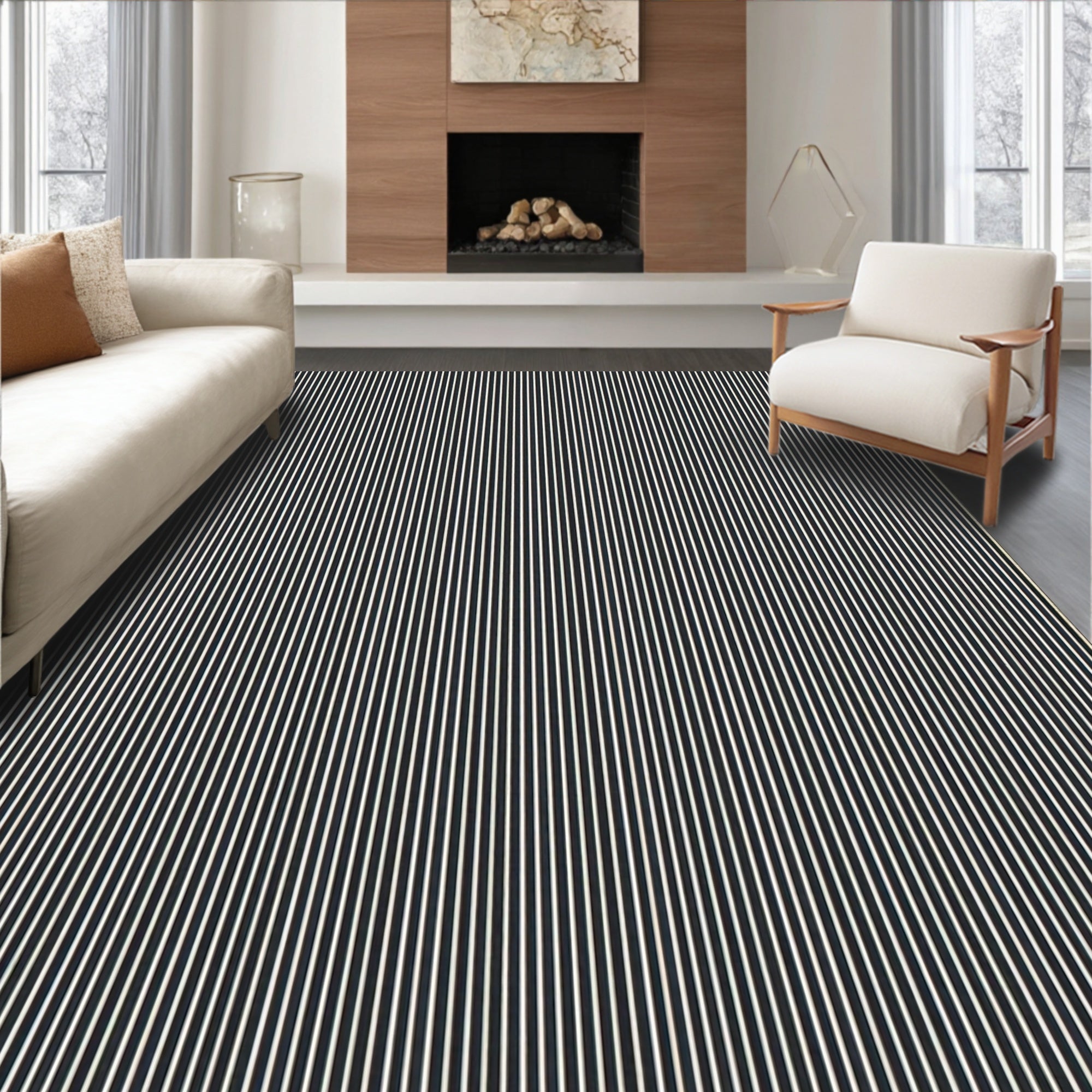Classic Pinstripe Design Rug