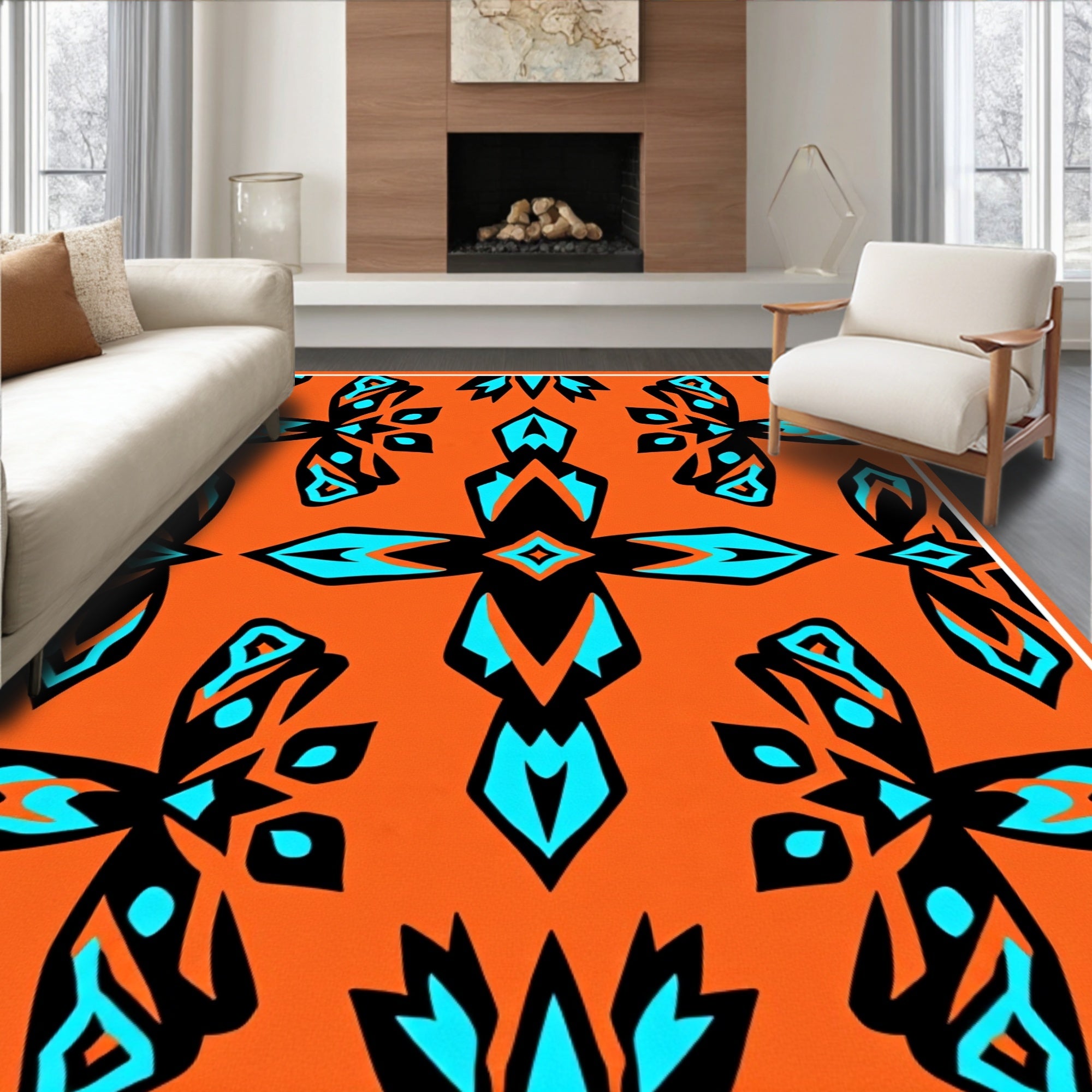 Bold Geometric Symmetry Print Rug