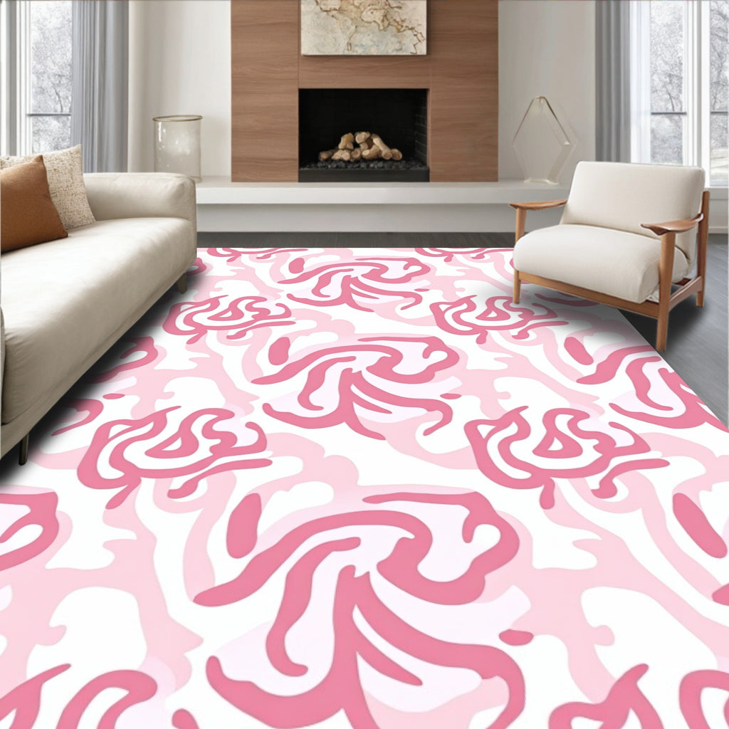 Pink Abstract Swirl Design Rug