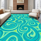 Flowing Teal Swirl Abstract Design Rug