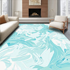 Cool Toned Abstract Floral Pattern Rug