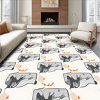 Abstract Grey Orange Modern Pattern Rug