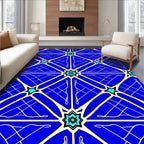 Bold Blue Starburst Geometric Tile Rug