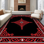 Bold Red White Ornamental Design Rug