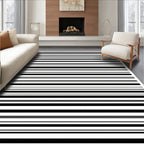 Minimalist Black White Stripe Pattern Rug