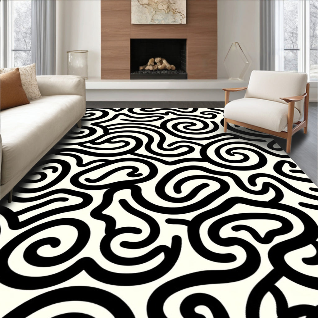 Abstract Swirl Graphic Pattern Rug
