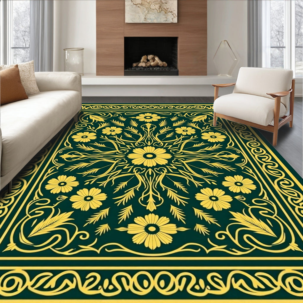 Elaborate Floral Medallion Pattern Rug