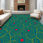 Teal Yellow Crimson Floral Swirl Rug