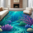 Underwater Scene With Coral Divers Rug