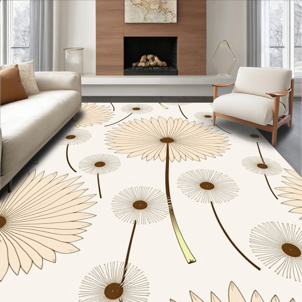 Pale Dandelion Field Pattern Rug