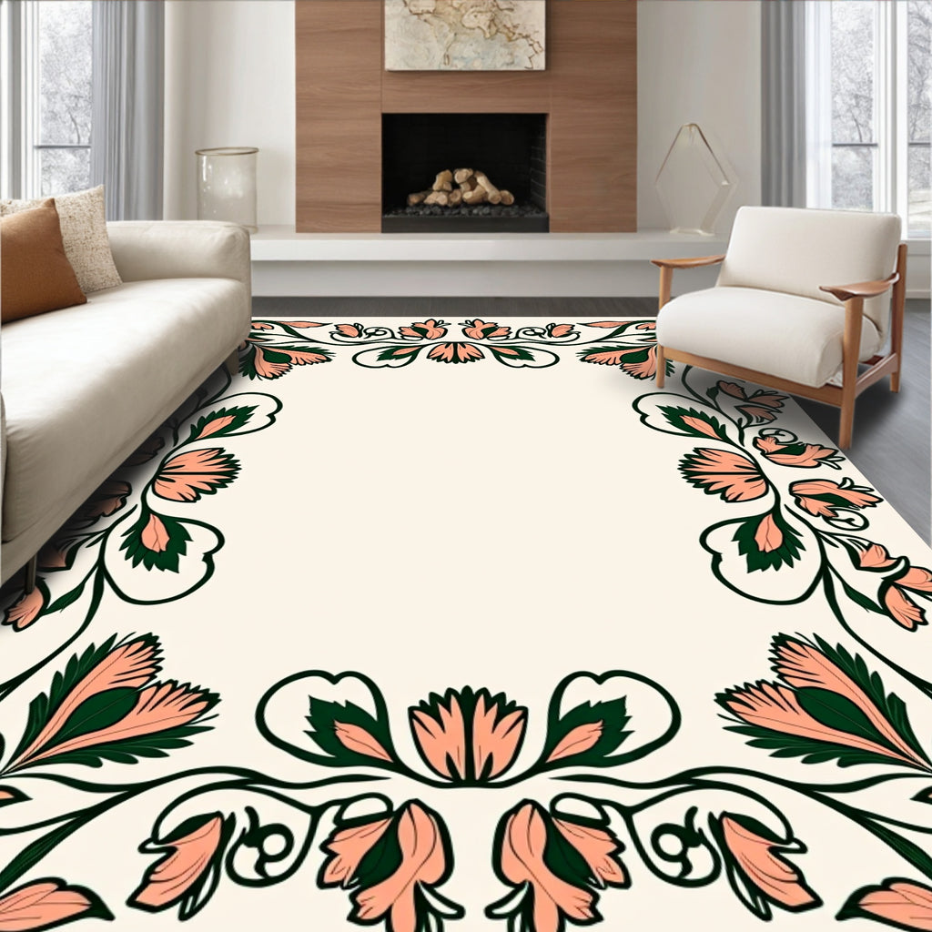 Floral Vine With Pink Petals Rug