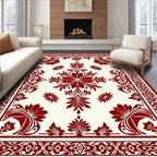 Elegant Red Floral Medallion Pattern Rug