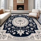 Ornate Floral Leaf Medallion Rug
