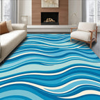 Blue White Wavy Rug